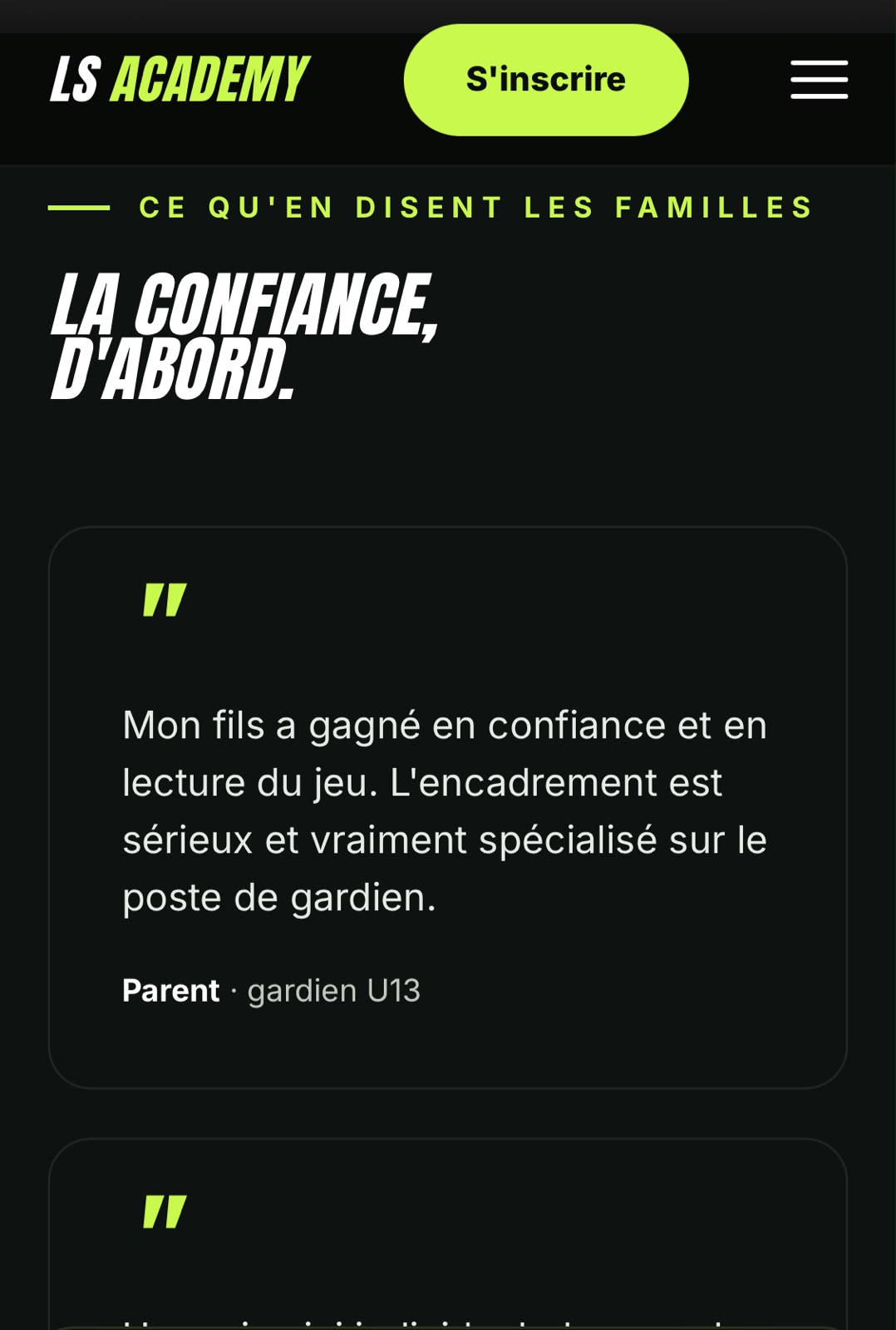 Entraînement en stage LS Academy